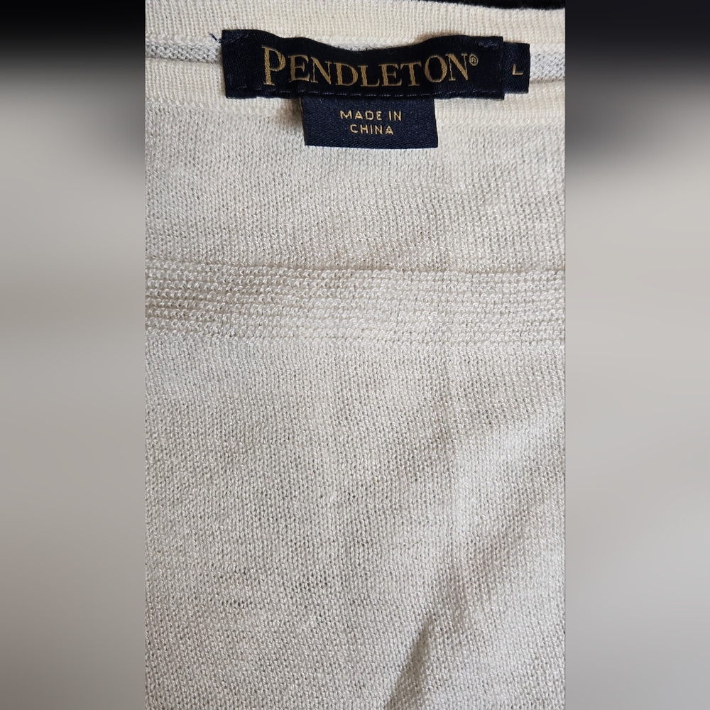 Pendleton Cream Airy Windowpane Pullover Size L - image 4